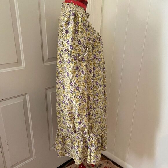 Boho Floral Smocked Ruffled Babydoll Long Sleeve Mini Dress - Picture 5 of 8